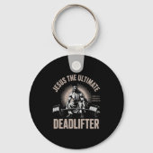 Christian Workout Gym Jesus The Deadlifter On Back Sleutelhanger (Voorkant)
