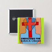 CHRISTIANEN VOOR BARACK OBAMA VIERKANTE BUTTON 5,1 CM (Voorkant /achterkant)