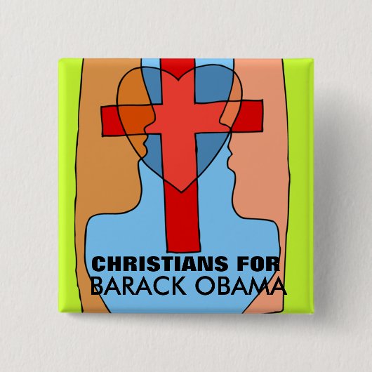 CHRISTIANEN VOOR BARACK OBAMA VIERKANTE BUTTON 5,1 CM (Voorkant)