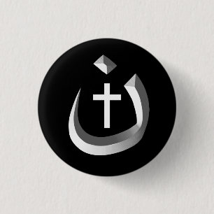 CHRISTIANITSOLIDARITEIT - NAZARENE SYMBOOL EN KROS RONDE BUTTON 3,2 CM
