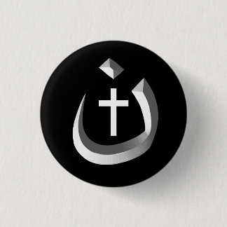 CHRISTIANITSOLIDARITEIT - NAZARENE SYMBOOL EN KROS RONDE BUTTON 3,2 CM
