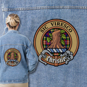 Christie Clan Crest over tartan Denim Jacket
