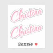 Christina Naam in Roze x2 Sticker (Vel)