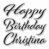 Christina Nom Prénom Anniversaire de Black Sticker (Devant)