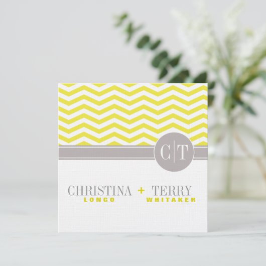 Christina's Chic Chevron bewaart de datum | geel Save The Date (Staand voorkant)