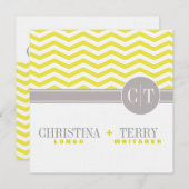 Christina's Chic Chevron bewaart de datum | geel Save The Date (Voorkant / Achterkant)