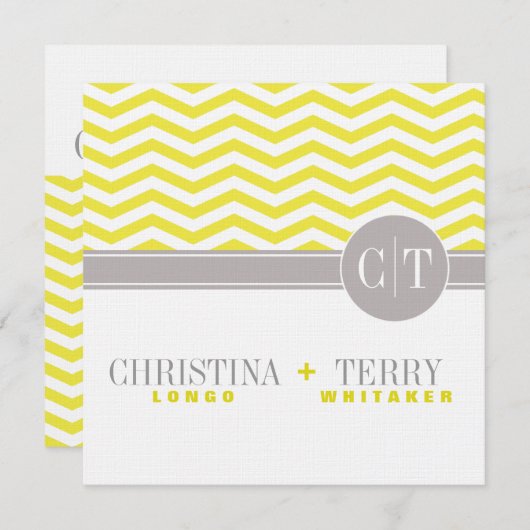 Christina's Chic Chevron bewaart de datum | geel Save The Date (Voorkant / Achterkant)