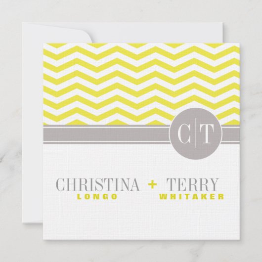 Christina's Chic Chevron bewaart de datum | geel Save The Date (Voorkant)