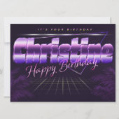 Christine prénom carte rétro lilas anniversaire (Devant)