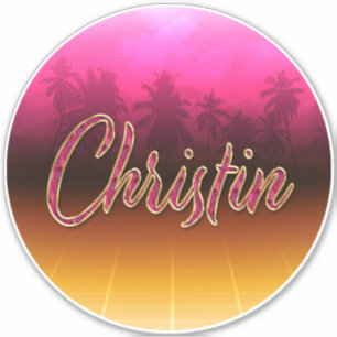 Christine Prénom Nom rose Autocollant Autocollant