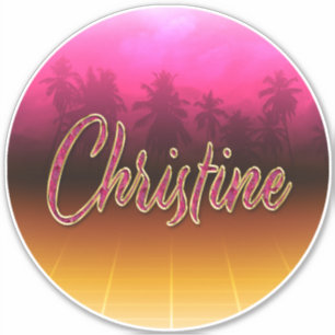 Christine Prénom Nom rose Autocollant Autocollant