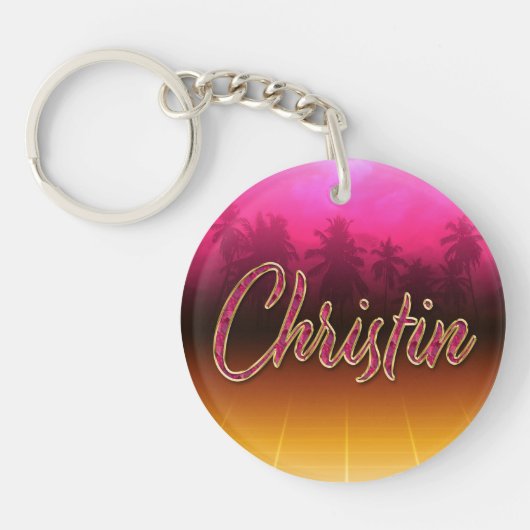 Christine Prénom Nom rose Porte-clés (Devant)