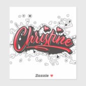 Christine red Heart Graffiti Aufkleber Sticker (Vel)