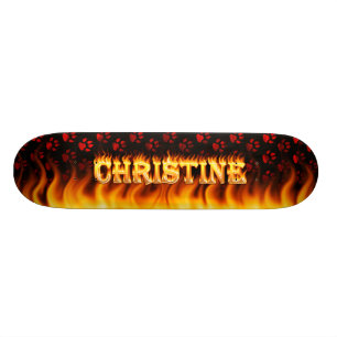 Christine skateboard vuur en vlammen ontwerp