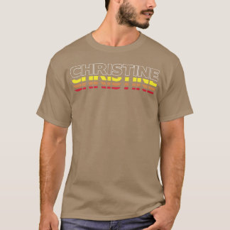 Christine voornaam grappig vintage zonsondergang v t-shirt