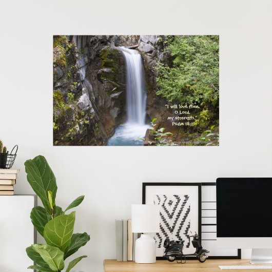 Christine Waterfall HDR. Afdrukken met scripts Ver Poster (Thuiskantoor)