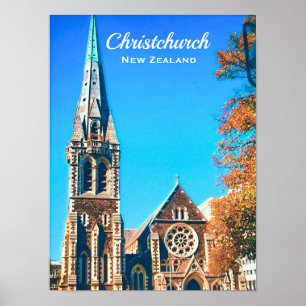 Christkerk Cathedral Nieuw-Zeeland reizen Poster