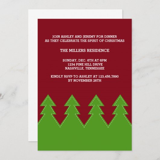 Christma Trees dans une rangée Invitations de Fête (Devant / Derrière)