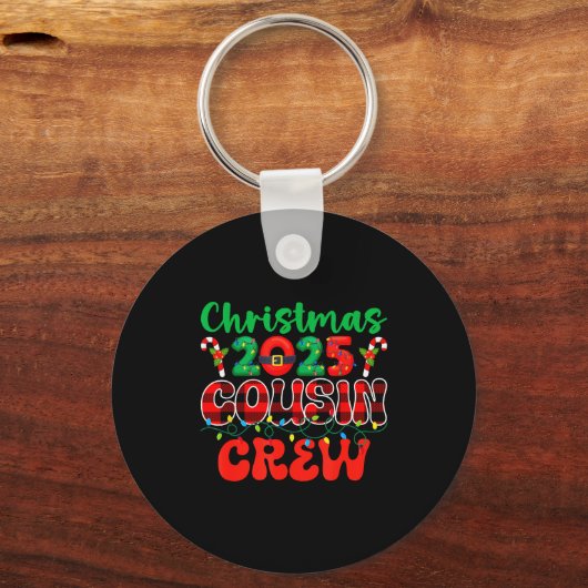 Christmas 2025 Cousin Crew Xmas Lights Family Reun Sleutelhanger (Voorkant)
