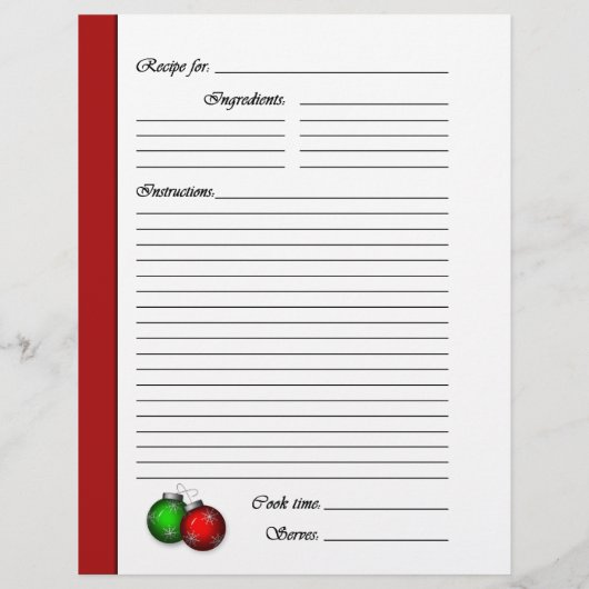 CHRISTMAS 2-zijdig Recipe Pages (Achterkant)