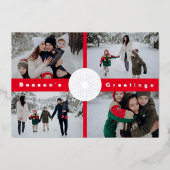 Christmas 4 Photo Collage Foil Carte de vacances (Recto)