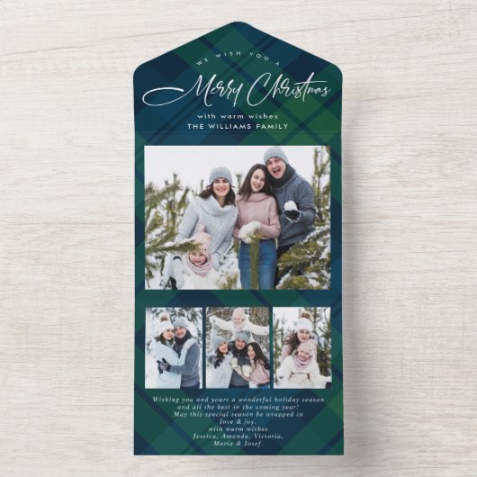 Christmas 4 Photo Grey Code QR Carte de vacances (À l'intérieur)