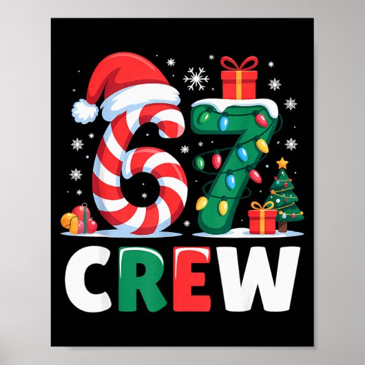 Christmas 67 Crew Brainrot Funny Candy Cane Lights Poster (Voorkant)
