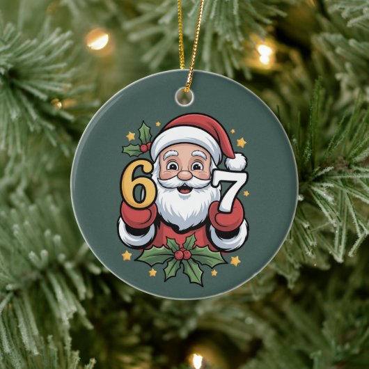 Christmas 67 Funny Xmas Six Seven Santa Keramisch Ornament (Boom)