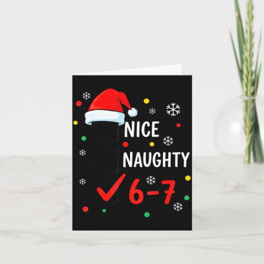 Christmas 6-7 Meme Nice Naughty Checklist Santa Ha Kaart (Voorkant)