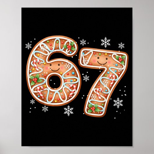 Christmas 6 7 Six Seven Funny 67 Meme Gingerbread  Poster (Voorkant)