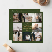 Christmas 8 Photo Collage Emerald Carte verte (Devant/Arrière en situation)