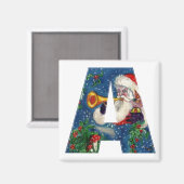 CHRISTMAS A LETTER/SANTA BUGLER MONOGRAM MAGNEET (Voorkant / Achterkant)