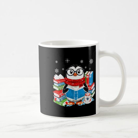 Christmas A Penguin Reading Book Snowflake Cocoa H Koffiemok (Rechts)