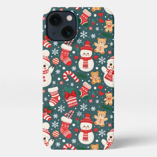 Christmas Aesthetic Pattern Snowman iPhone Hoesje (Achterkant)
