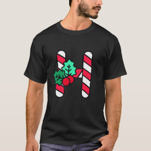 Christmas Alphabet Capital Initiaal Letter H Monog T-shirt