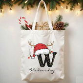 Christmas Alphabet Monogram Tote Bag for Coworkers