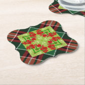 Christmas Amaryllis Plaid Onderzetter (Gekanteld)