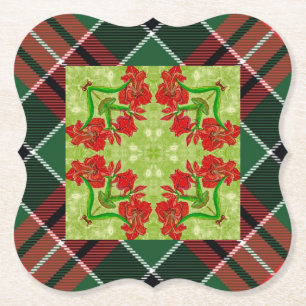 Christmas Amaryllis Plaid Onderzetter