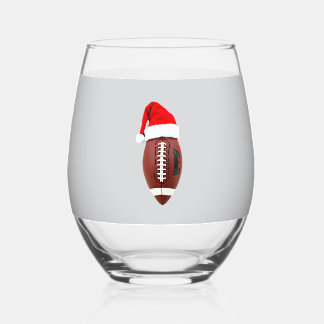 Christmas American Football Ball Santa Hat (3) Wijnglas Zonder Voet