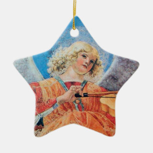 CHRISTMAS ANGEL Blue Sapphire Star Keramisch Ornament