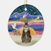 Christmas Angel - Bruine Tabby Tijgerkat Keramisch Ornament (Links)