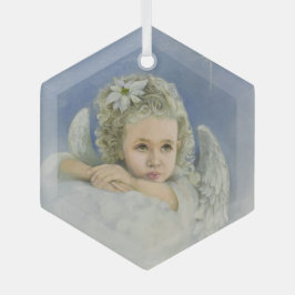Christmas Angel Hexagon Glas Ornament