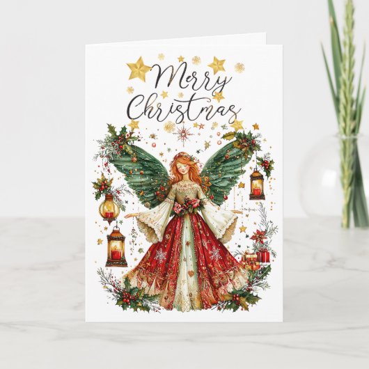 Christmas Angel & Lightened lanterns. Christmas Kaart (Voorkant)