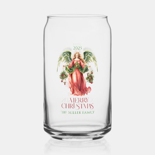 Christmas Angel Merry Christmas Typografie Blikvorm Glas (Voorkant)
