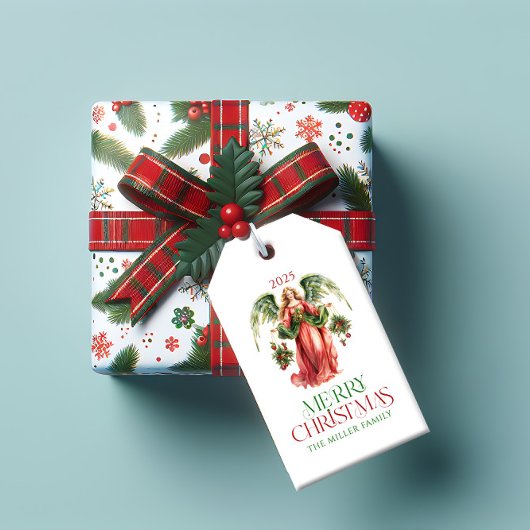 Christmas Angel Merry Christmas Typografie Cadeaulabel