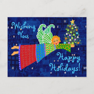 Christmas Angel met Tree a Holiday Briefkaart