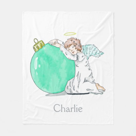 Christmas Angel nom personnalisé fleece couverture (Devant)