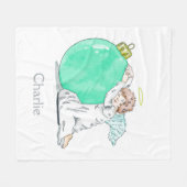 Christmas Angel nom personnalisé fleece couverture (Devant (Horizontal))
