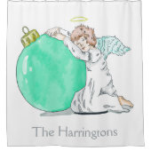 Christmas Angel nom personnalisé rideau de douche (Devant)