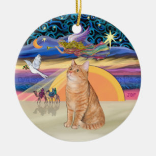 Christmas Angel - Oranje tabby cat 40 Keramisch Ornament